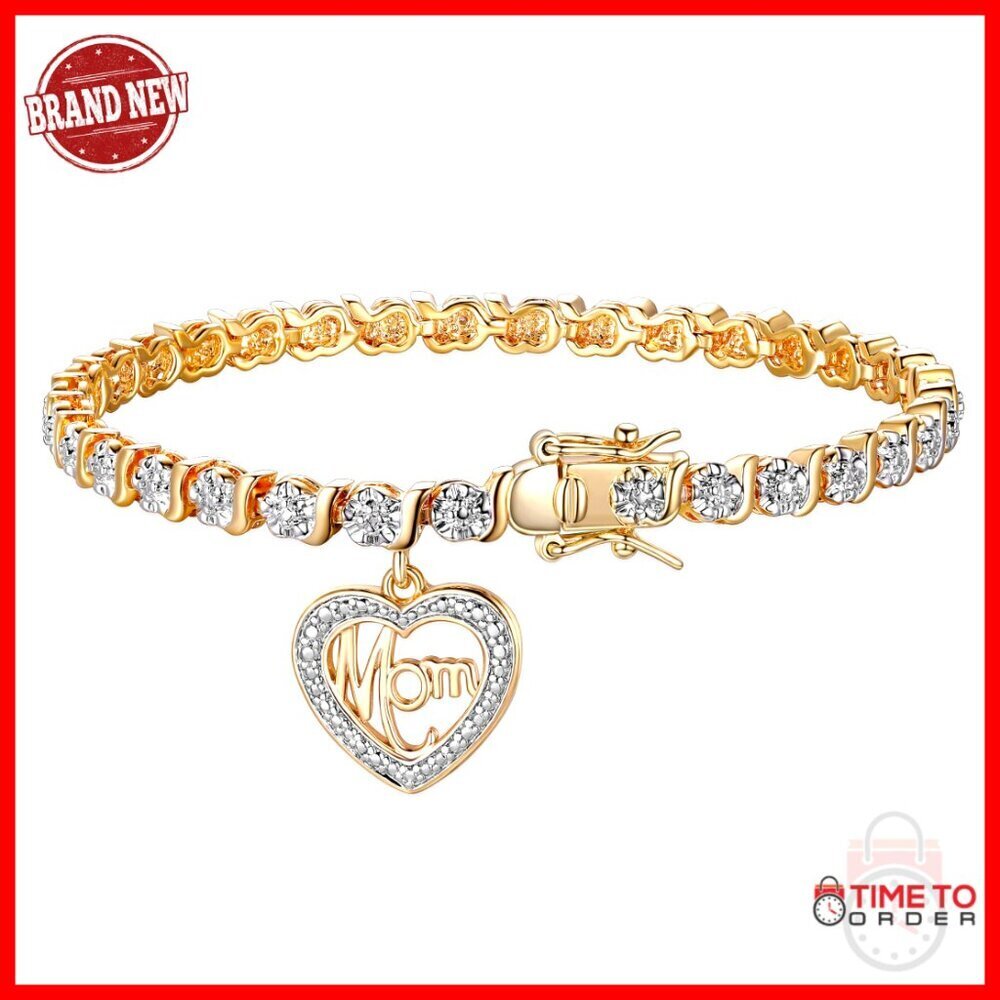 Diamond Accent Tennis Bracelet Elegant Minimal Chic Hypoallergenic Gold Plated